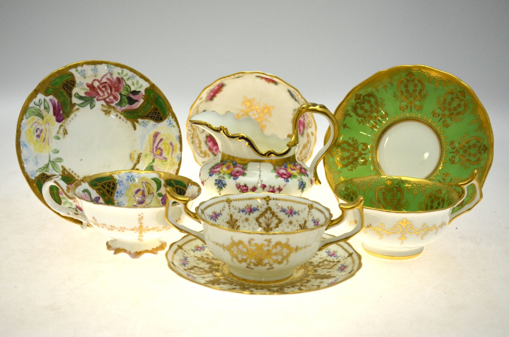 Cauldon late 19th century tea wares including: 'Tea for two' decorated with yellow roses & - Image 5 of 8