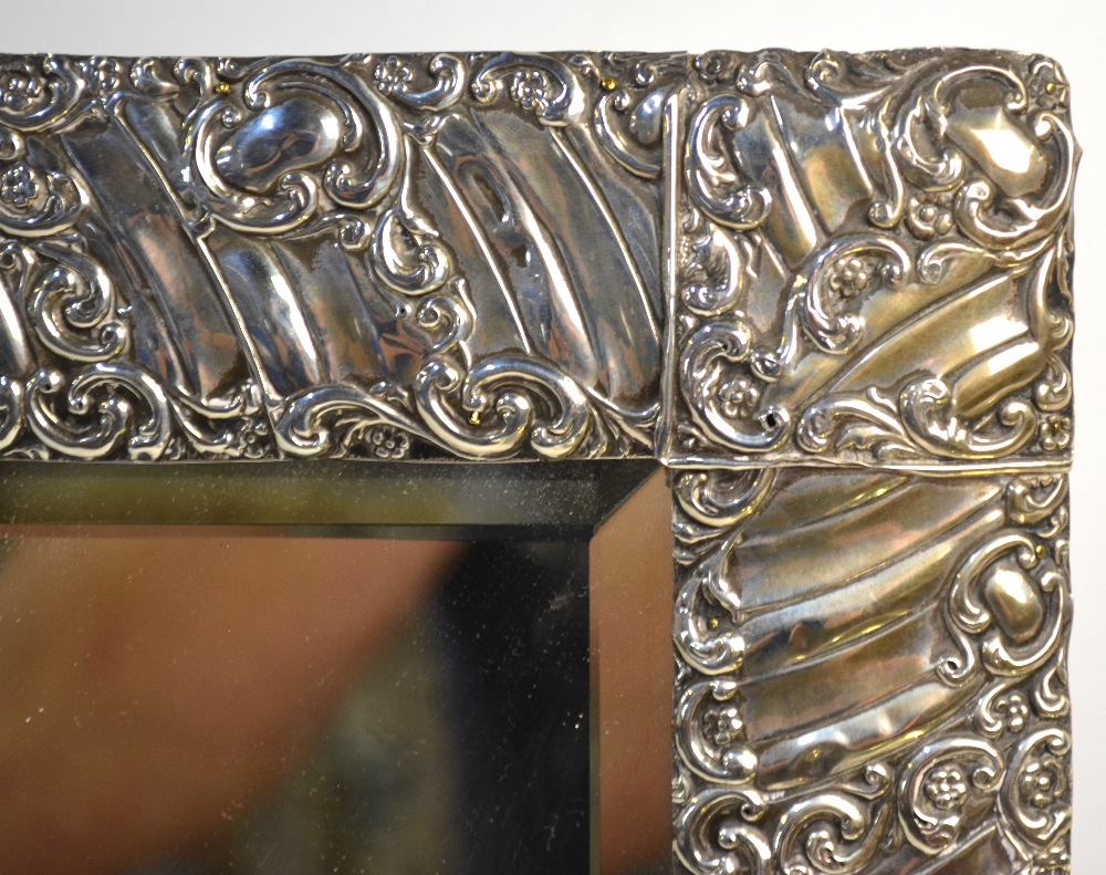 A large Victorian silver-faced easel toilet mirror with bevelled plate surmounted by rococo - Image 5 of 9