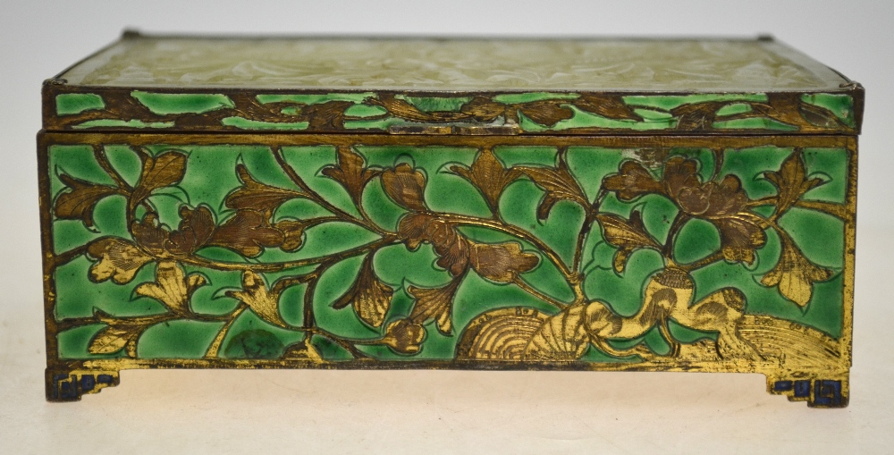 An 18th century Chinese ingot shaped cloisonne box and cover decorated with bats, - Image 6 of 6