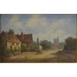 A H Vickers - Pair of country street scene views, oil on canvas, signed and dated 1894 lower right,