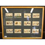 A framed set of twelve early 19th century German advertising cards for Riquet Tee (sic),