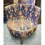 A 19th century button backed circular corner/occasional chair,