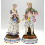 A matched pair of French bisque porcelain figures of a lady and gentleman, 44 cm h.