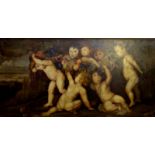 Italian school - A Bacchanalian scene with putti and grapes, oil on canvas,