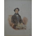William Patten - Portrait of a gentleman, seated with a newspaper, watercolour,