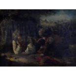 C W Bragg - 'The Bird Trap', oil on canvas, 28 x 39 cm,