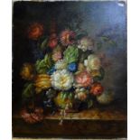 Continental school - A pair of still life studies with flowers, oil on canvas,