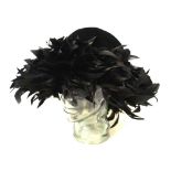 A Christine Bec black velvet and feather hat, a Graham Smith, Fortnum & Mason,