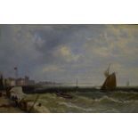 J Meadows - Shipping off a port, oil on canvas, signed and dated 1856 lower right,
