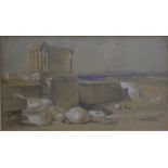 William Leighton Leitch attrib - Classical ruins, watercolour with heightening, 17.