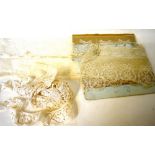 Late 19th century and other lace including a tape lace shawl,