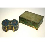 An 18th century Chinese ingot shaped cloisonne box and cover decorated with bats,