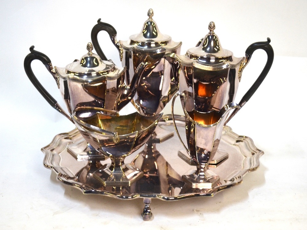 An Elkington Plate five-piece hexagonal urn-shaped tea/coffee service, - Image 3 of 9