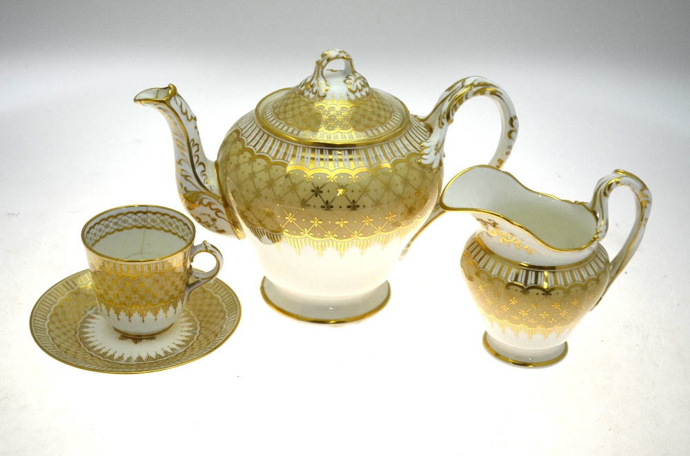 A Ridgway mid 19th century tea service, buff ground and extensive gilding, - Image 3 of 4