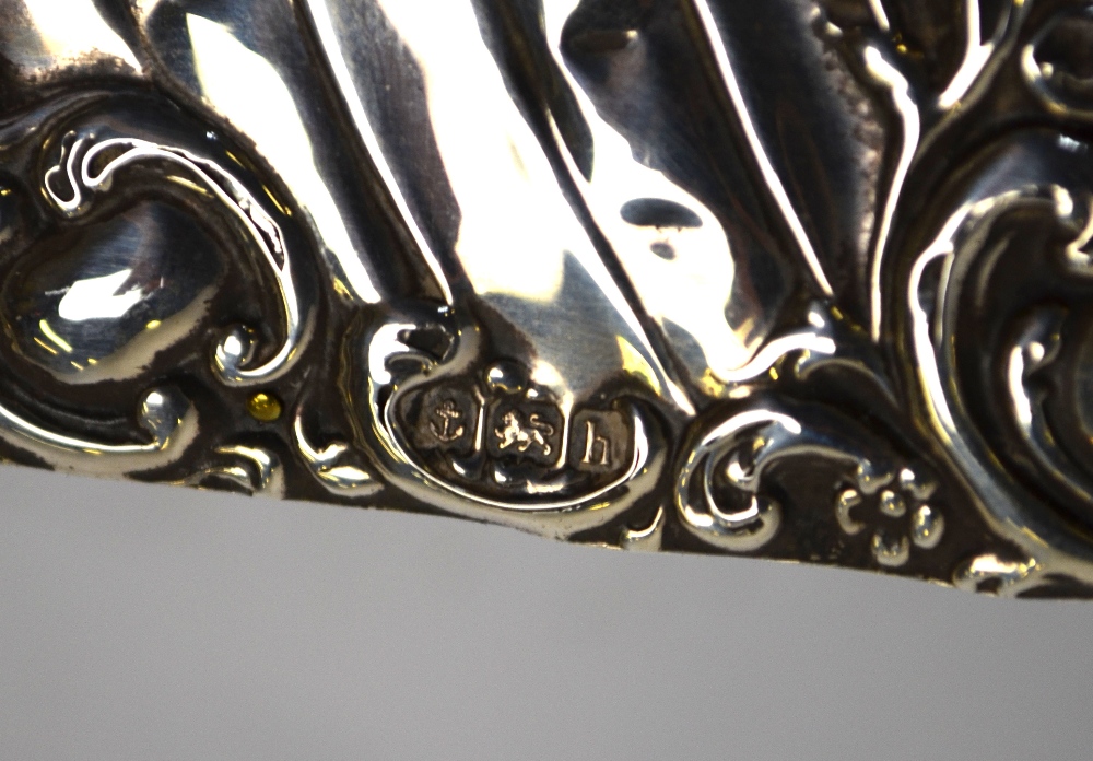 A large Victorian silver-faced easel toilet mirror with bevelled plate surmounted by rococo - Image 7 of 9