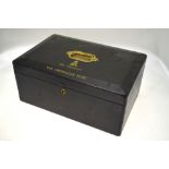 A George V leather box with lacquered brass carry handle and with gilt title 'The President War
