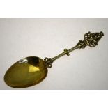 A Continental (probably Dutch) gilt birth spoon with Madonna and Child finial,