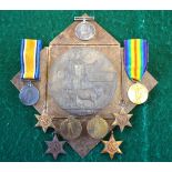 Assorted medals - A WWI death plaque in card envelope and Victory medal to 77215 Gnr. B.