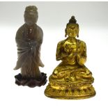A Chinese gilt bronze 18th century seated figure of Buddha,
