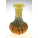 A Ruskin Pottery crystalline glazed vase, the body having graduated yellow, green and peach colours,