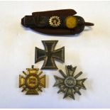 A German 1914-1918 Hindenburgh medal, to/w a Third Reich Iron Cross 1st class,