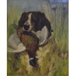 Arthur Wardle (1864-1949) - Spaniel carrying dead pheasant, oil on canvas,