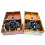 A teak-cased double sextant by Kelvin & Hughes Ltd to/w a similar example by H Hughes & Son Ltd (2)