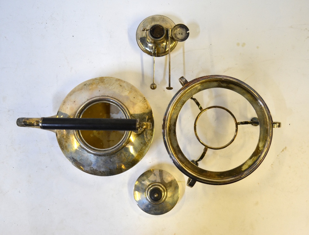 An Edwardian oak-cased silver kettle on stand with spirit-burner, James Dixon & Sons, - Image 2 of 8