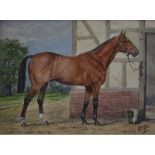 E J Hoy - Set of three horse studies, watercolour, signed lower right, 24 x 33 cm,