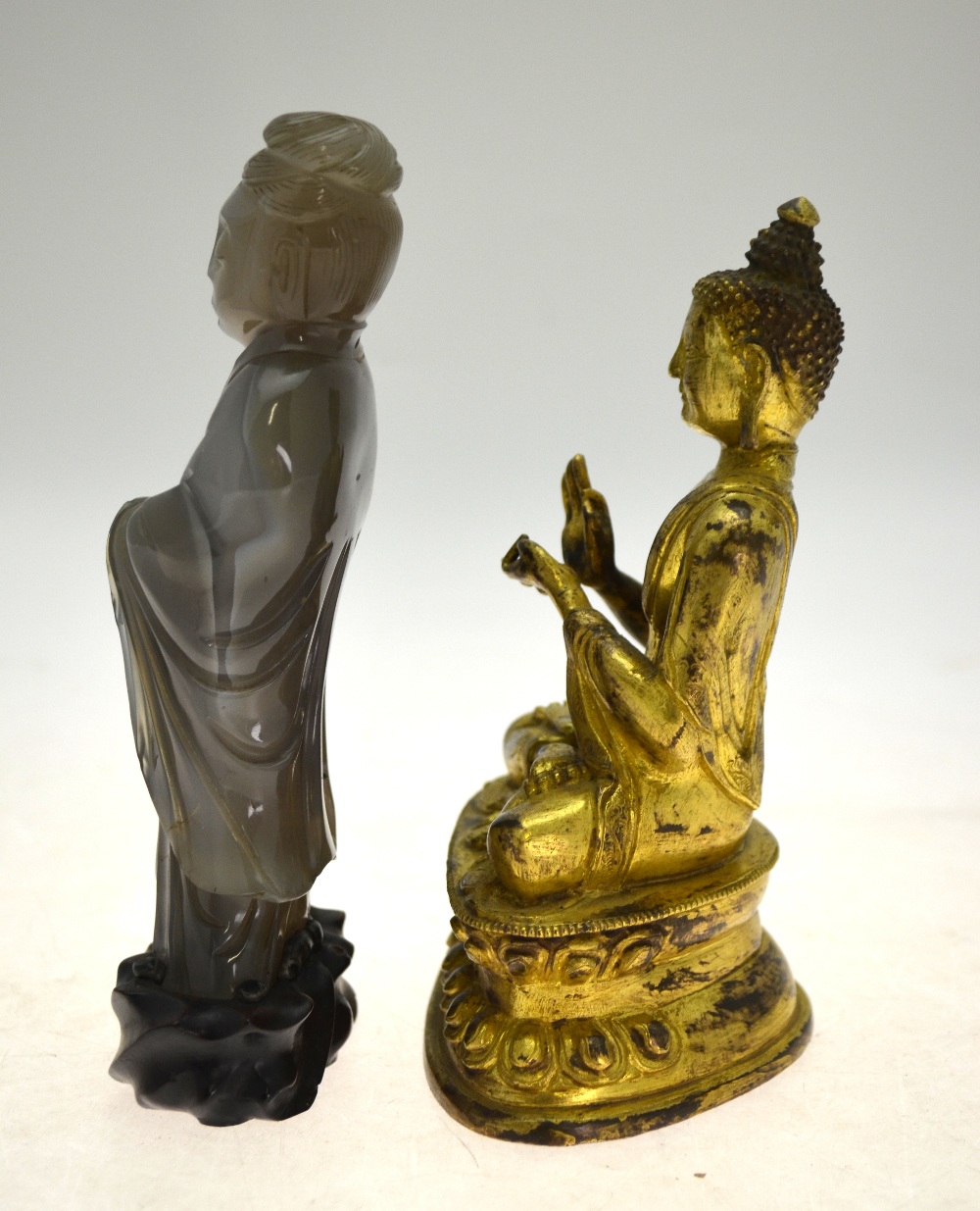 A Chinese gilt bronze 18th century seated figure of Buddha, - Image 5 of 8