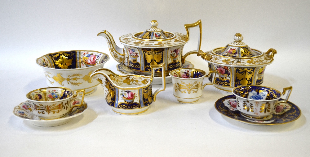Ridgway Victorian Old English tea wares, mazarine blue and gilt with floral panels, - Image 2 of 5