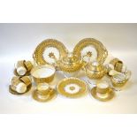 A Ridgway mid 19th century tea service, buff ground and extensive gilding,