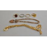 A quantity of old gold items, mostly 9ct, some stone set,