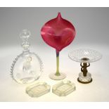 A Victorian opaque glass vase in the form of an open lily, rough pontil, 33 cm h.