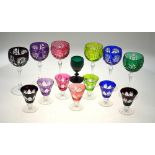 A set of six harlequin flash glass hock glasses,