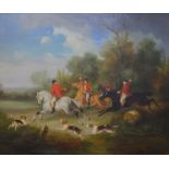 English school - The hunt, oil on canvas,