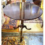 An 18th century mahogany tripod table,