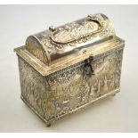 A Victorian Dutch silver casket with domed cover,