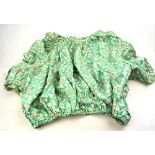 A box of vintage children's clothing to include; floral printed silk dress and matching bloomers,