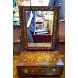 An 18th/19th century Dutch floral marquetry toilet mirror raised on single drawer base,
