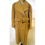 A 1950s gentleman's Harrods camel wool double-breasted coat with belt Condition Report