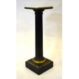 A Victorian marble topped ormolu mounted ebonised pine column stand,