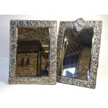 A large Victorian silver-faced easel toilet mirror with bevelled plate surmounted by rococo