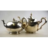 A US International Sterling oval teapot with engraved decoration,