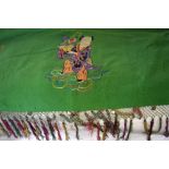 An early 20th century Chinese green felt wool wedding banner depicting the eight Daoist immortals