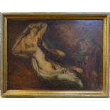 Italian school - A classical allegorical scene of figures, oil on board,