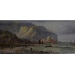 G Lennard Lewis attrib - Coastal view, possibly Hastings, watercolour,