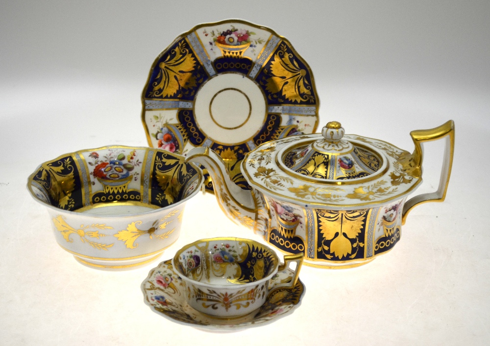 Ridgway Victorian Old English tea wares, mazarine blue and gilt with floral panels, - Image 4 of 5