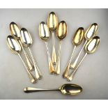 A set of nine George II Scottish silver Hanoverian pattern table spoons, James McKenzie,