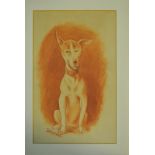 Louis Wain - Sketch of a dog, magenta pastel, signed lower left,